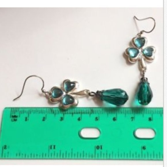 Silver Irish Shamrock Earrings Celtic St. Patricks Day Ireland Dangle Plated - Picture 6 of 10